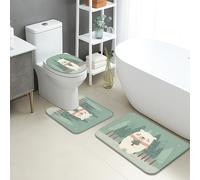 Lot de 3 tapis de salle de bain d'hiver, motif ours et forêt, absorbants, antidérapants, lavables en forme de U, confortables, à séchage rapide
