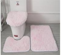 Lot de 3 tapis de salle de bain doux en microfibre - Tapis de bain antidérapant et pelucheux - Housse de siège de toilette pour salle de bain - Tapis de bain absorbant l'eau, lavable en machine (rose
