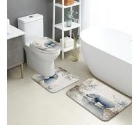 Lot de 3 tapis de salle de bain en flanelle à séchage rapide, absorbants, antidérapants, lavables, en forme de panda, vintage, à séchage rapide