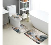 Lot de 3 tapis de salle de bain en flanelle à séchage rapide - Tapis de toilette absorbant et antidérapant en forme de U - Tapis de salle de bain en flanelle à séchage rapide - Nature sauvage