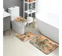 Lot de 3 tapis de salle de bain en flanelle, absorbants, antidérapants, lavables en forme de U, motif alligator, motif animaux sauvages amusants