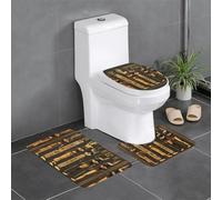Lot de 3 tapis de salle de bain en forme de U avec couvercle en forme de O Motif hiéroglyphes égyptiens anciens