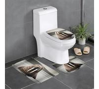 Lot de 3 tapis de salle de bain en forme de U avec couvercle en forme de O Motif morse dans la mer