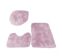 Lot de 3 tapis de salle de bain en microfibre à poils longs et antidérapant avec dos en PVC, tapis de bain en forme de U et couvercle de toilette pour salle de bain principale, suite d'invités, gris