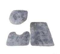 Lot de 3 tapis de salle de bain en microfibre avec envers en flanelle stable et pois antidérapants en PVC (gris)