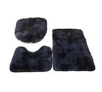 Lot de 3 tapis de salle de bain en microfibre pelucheuse, dos en latex antidérapant pour plus de stabilité et tissu lavable en machine pour une fraîcheur quotidienne (bleu marine)