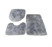 Lot de 3 tapis de salle de bain en microfibre pelucheuse, dos en latex antidérapant pour plus de stabilité et tissu lavable en machine pour une fraîcheur quotidienne (gris)