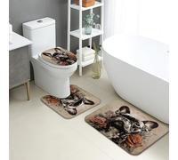 Lot de 3 tapis de salle de bain en mousse à mémoire de forme, absorbants, antidérapants et lavables en forme de U pour les amoureux des chiens français