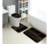 Lot de 3 tapis de salle de bain en mousse à mémoire de forme, absorbants, antidérapants, lavables en forme de U, à séchage rapide, motif raton laveur, motif forêt sauvage