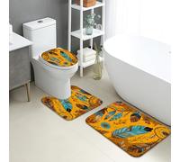 Lot de 3 tapis de salle de bain en mousse à mémoire de forme, motif attrape-rêves, vintage, absorbants, antidérapants, lavables, rustiques, bohèmes, à séchage rapide