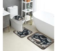 Lot de 3 tapis de salle de bain gothiques, absorbants, antidérapants, lavables, en mousse à mémoire de forme, à séchage rapide, motif nuage sombre et croix