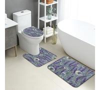 Lot de 3 tapis de salle de bain lavande, tapis de toilette en flanelle absorbant et antidérapant, lavable en forme de U, à séchage rapide