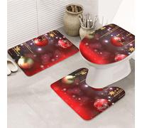 Lot de 3 tapis de salle de bain Merry Christmas en forme de U + tapis de bain antidérapant en microfibre + tapis de couvercle de toilette doux et absorbant pour décoration d'intérieur