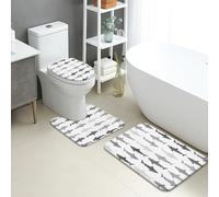 Lot de 3 tapis de salle de bain modernes, élégants motifs requins gris, absorbants, antidérapants, lavables, élégants et à séchage rapide en flanelle