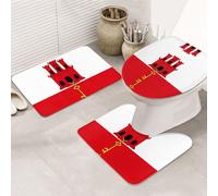 Lot de 3 tapis de salle de bain - Motif drapeau de Gibraltar - Antidérapant - Ultra doux - Pour salle de bain, toilettes, baignoires, douches