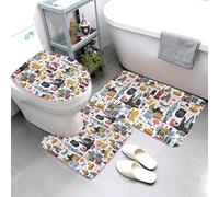 Lot de 3 tapis de salle de bain - Motif scène de rue de New York - Absorbant, antidérapant et lavable - Housse pour abattant de toilette en forme de U - Tapis de contour doux pour salle de bain