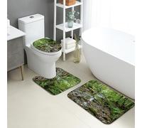 Lot de 3 tapis de salle de bain nature, forêt luxuriante, tapis de toilette absorbants, antidérapants, lavables en forme de U, motif floral printanier, séchage rapide
