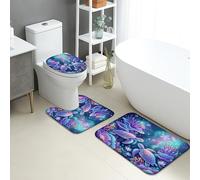 Lot de 3 tapis de salle de bain océan, tortues de mer colorées, tapis de toilette absorbants, antidérapants, lavables, en flanelle, à séchage rapide
