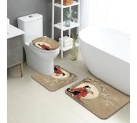 Lot de 3 tapis de salle de bain pour chat, style japonais vintage, absorbant, antidérapant, lavable, en mousse à mémoire de forme, motif floral d'automne