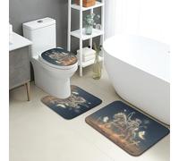 Lot de 3 tapis de salle de bain pour Halloween, motif chevaliers fantômes, absorbants, antidérapants, lavables, en flanelle, à séchage rapide