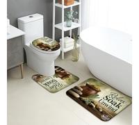 Lot de 3 tapis de salle de bain relaxant, absorbants, antidérapants, lavables en forme de U, motif bois de pierre naturelle, séchage rapide