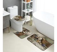 Lot de 3 tapis de salle de bain rustique, lavande, absorbants, antidérapants, lavables en forme de U, motif floral printanier, séchage rapide