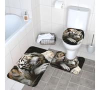 Lot de 3 tapis de salle de bain super absorbants, tapis de bain antidérapants et lavables, tapis de contour et housse d'abattant de WC, tapis de bain allongé pour salle de bain