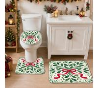 Lot de 3 tapis de salle de bain traditionnels de Noël en gui