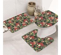 Lot de 3 tapis de salle de bain ultra doux antidérapants et absorbants, motif champignons lumineux, tapis de salle de bain, baignoire, douche