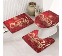 Lot de 3 tapis de salle de bain ultra doux antidérapants et absorbants, tapis de bain Merry Christmas Too, baignoire, douche