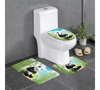 Lot de 3 tapis de salle de bain WHJSSF 61 x 40,6 cm avec motifs de pandas mangeant du bambou, faciles à nettoyer, absorbants et durables