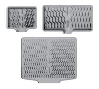 Lot de 3 tapis de séchage en silicone avec design d'évacuation efficace pour évier de cuisine, comptoir de salle de bain, aide à maintenir les surfaces propres et sèches (gris)