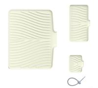 Lot de 3 tapis de séchage en silicone avec rebord d'évacuation pour cuisine et salle de bain, 40 x 33 cm, 25,4 x 13,2 cm, 12 x 10 cm, gris, noir, blanc, vert, bleu (blanc)