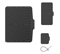 Lot de 3 tapis de séchage en silicone avec rebord surélevé pour évier de cuisine, comptoir, résistant à la chaleur, pour assiettes, tasses, savon, gris, noir, blanc, 40 x 33 cm, 25 x 13 cm, 12 x 10 cm