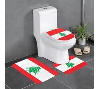 Lot de 3 tapis de sol antidérapants avec motif drapeau WHJSHOP du Liban, tapis de sol de toilette en forme de U, fermement fixé, absorbant et durable, épais et confortable