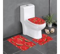Lot de 3 tapis de sol antidérapants en flanelle, 61 x 40,6 cm, HJFCZH pastèque, imprimés fruits frais, épais et absorbants, pour salle de bain et toilettes