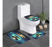 Lot de 3 tapis de sol antidérapants en flanelle, 61 x 40,6 cm, impression WHJSHOP Spacecraft descend, épais et absorbant, pour salle de bain et toilettes