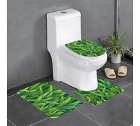 Lot de 3 tapis de sol antidérapants en flanelle, 61 x 40,6 cm, imprimé herbe vert clair, épais et absorbant, pour salle de bain et toilettes, 61 x 40,6 cm, HJFCZH vert clair