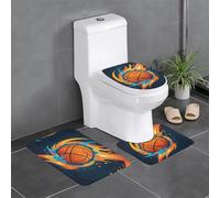 Lot de 3 tapis de sol antidérapants en flanelle, 61 x 40,6 cm, motif flammes et gouttes d'eau, motif WHJSHOP basket-ball, épais et absorbant, pour salle de bain et toilettes
