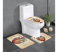 Lot de 3 tapis de sol antidérapants en flanelle, 61 x 40,6 cm, WHJSHOP anatomie humaine, impression graphique cardiaque, épais et absorbant, pour salle de bain et toilettes