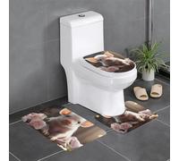 Lot de 3 tapis de sol antidérapants en flanelle, épais et absorbant, pour salle de bain et toilettes, motif YYHWHJDE mignon de jeune cochon, 61 x 40,6 cm