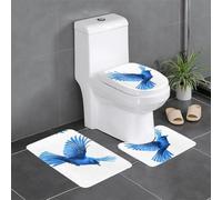 Lot de 3 tapis de sol antidérapants en flanelle épais et absorbant pour salle de bain et WC Motif oiseau bleu YYHWHJDE 61 x 40,6 cm