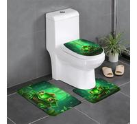 Lot de 3 tapis de sol antidérapants en flanelle, épais et absorbants, motif crapaud vert, 61 x 40,6 cm, pour salle de bain et WC