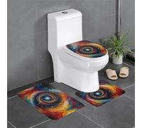 Lot de 3 tapis de sol antidérapants en flanelle, épais et absorbants, pour salle de bain et toilettes, motif WHJSHOP The Vortex of Art, 61 x 40,6 cm