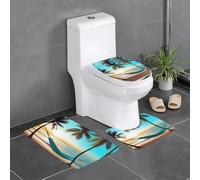 Lot de 3 tapis de sol antidérapants en flanelle, épais et absorbants, pour salle de bain et toilettes Motif HJFCZH coucher de soleil sur la plage, 61 x 40,6 cm
