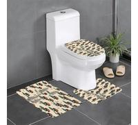 Lot de 3 tapis de sol antidérapants en flanelle, épais et absorbants, pour salle de bain et toilettes, motif HJFCZH North American Bison Herd, 61 x 40,6 cm