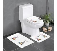 Lot de 3 tapis de sol antidérapants en flanelle, épais et absorbants, pour salle de bain et toilettes, motif HJFCZH le petit lapin, 61 x 40,6 cm
