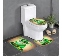 Lot de 3 tapis de sol antidérapants en flanelle, épais et absorbants, pour salle de bain et toilettes Motif WHJSSF Happy St Patrick's Day 61 x 40,6 cm