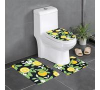 Lot de 3 tapis de sol antidérapants en flanelle, épais et absorbants, pour salle de bain et toilettes, motif feuilles vertes, 61 x 40,6 cm, WHJSSF vert citron