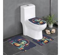 Lot de 3 tapis de sol antidérapants en flanelle, épais et absorbants, pour salle de bain et toilettes Motif tortue YYHWHJDE écoutant de la musique, 61 x 40,6 cm